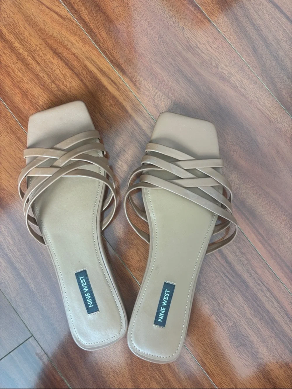 Nine West Size 9 Square-Toe Slide Sandals